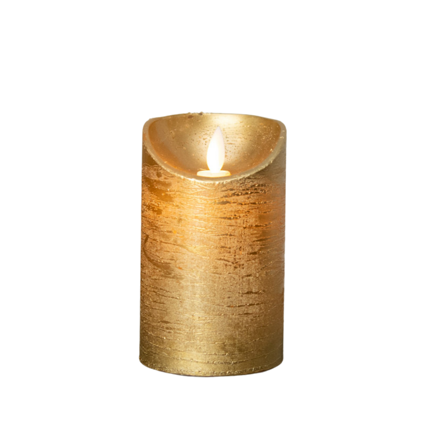 5" Moving Flame Gold Pillar Candle