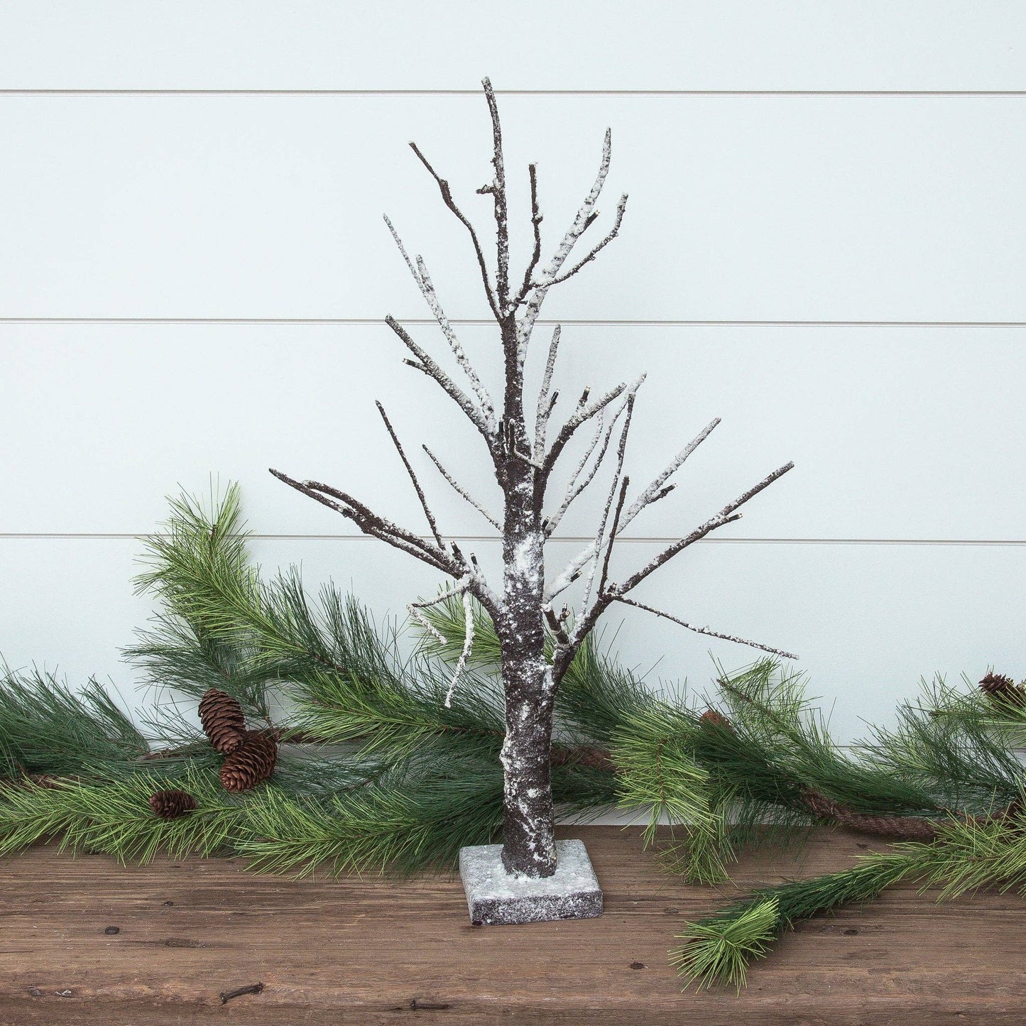Led Snowy Brown Birch Tree