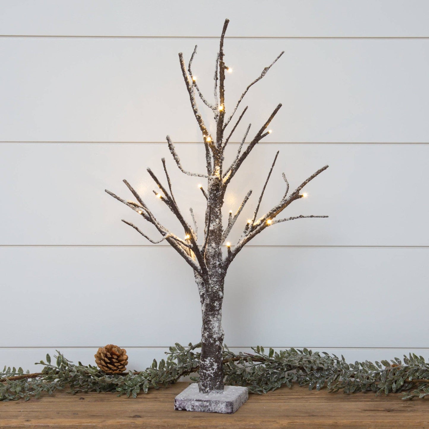 Led Snowy Brown Birch Tree