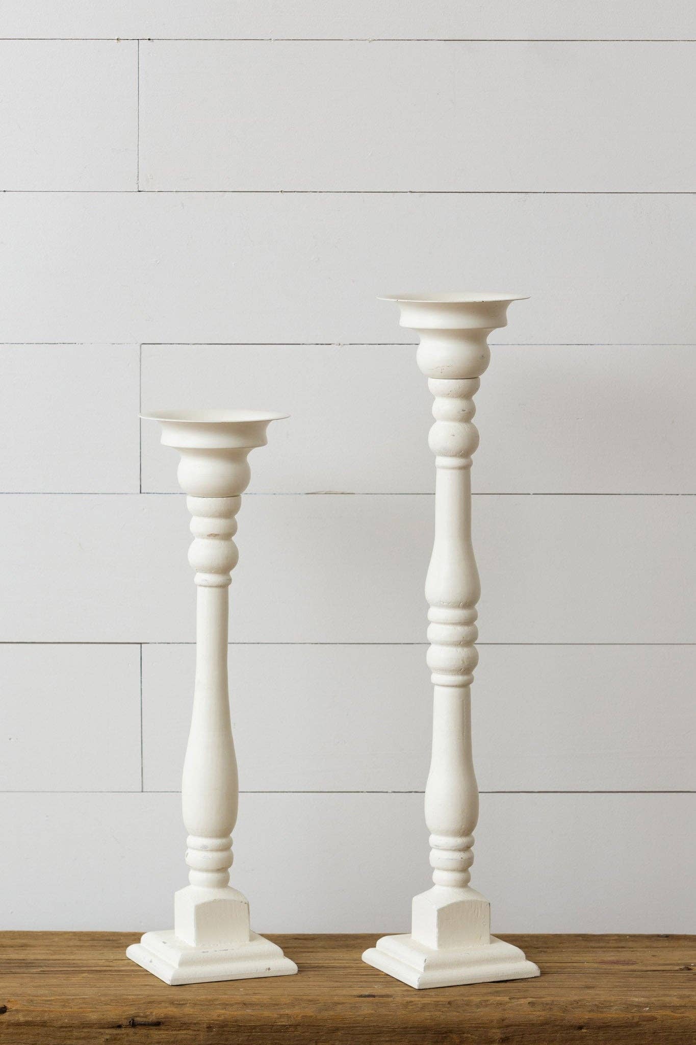 Antiqued Pillar Candle Holders