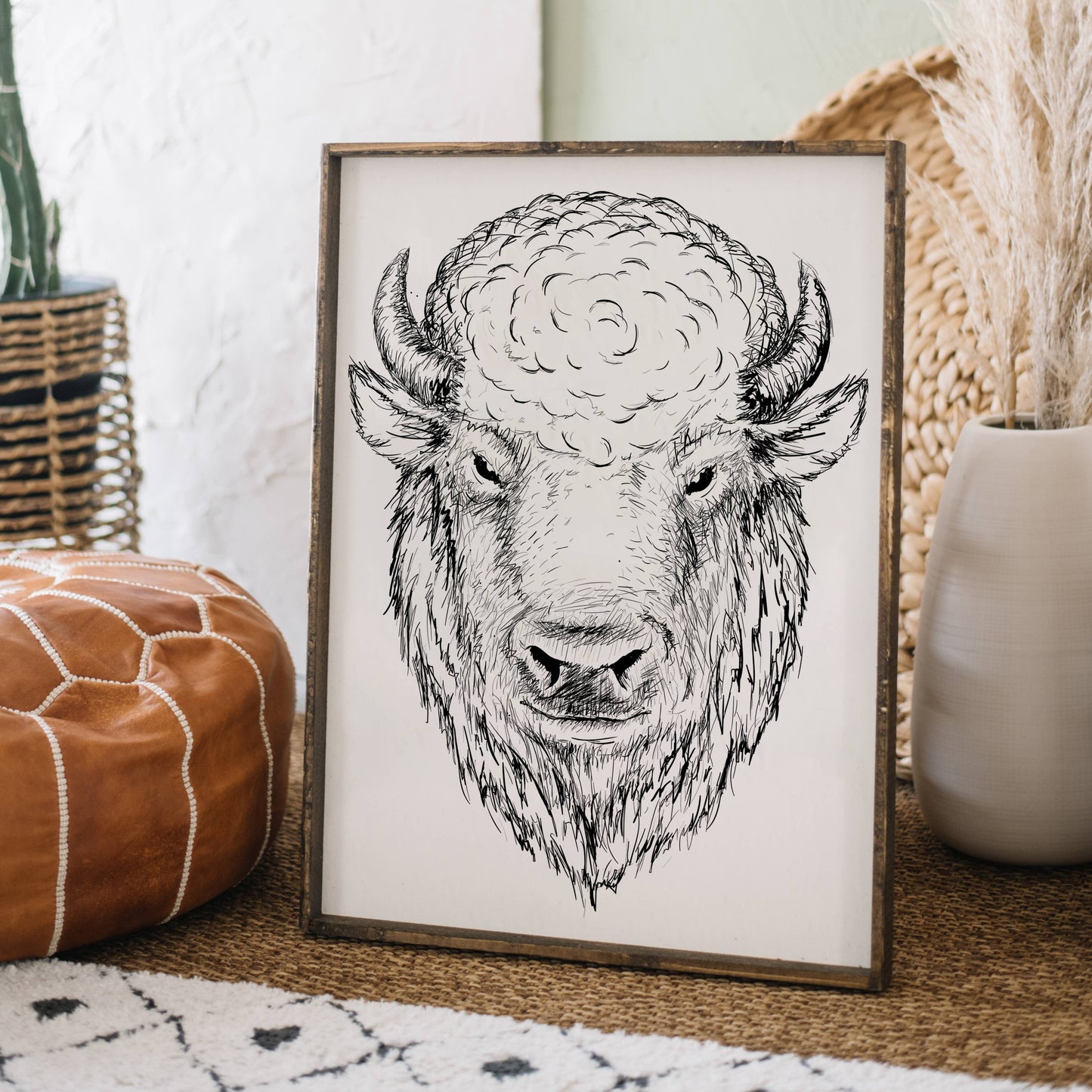 Earl Bison Head Wood Sign