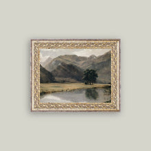  River Mountainscape Framed Antique Art