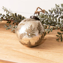  Antiqued Silver Ornament With Embedded Leaves