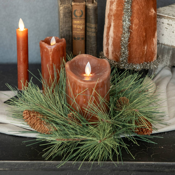 10" Long Needle Pine Candle Ring