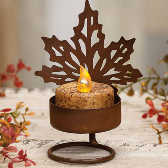 Fall Leaf Rusty Tealight Holder