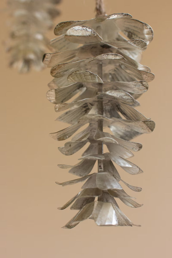 Antique Silver Metal Pine Cone Ornament