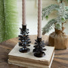 Antique Brown Metal Pine Cone Taper Holders