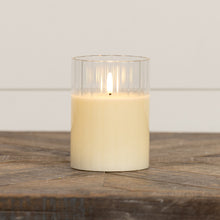  5" Cream Fluted Glass 3D Flame Candle