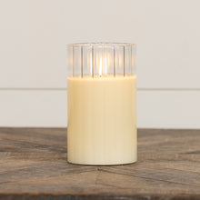  6" Cream Fluted Glass 3D Flame Candle