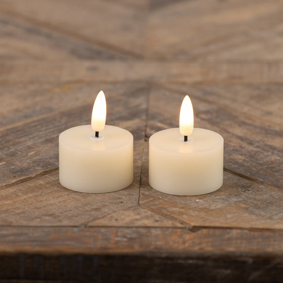 Set of 2- 3D Flame Cream Tealight Candles
