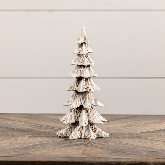 Weathered White Resin Tree 9"