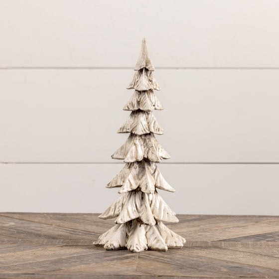 Weathered White Resin Tree 12"