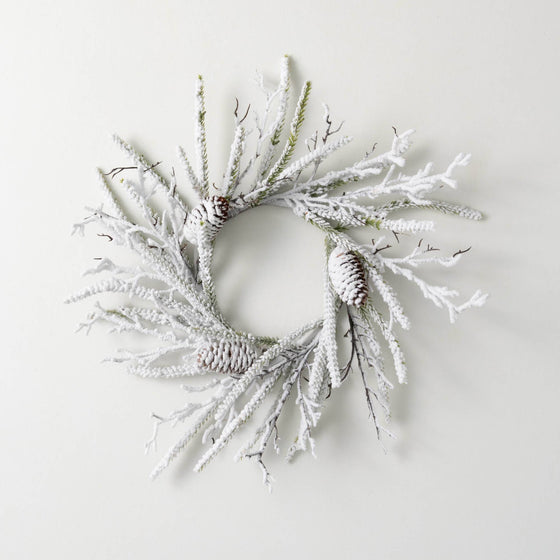 Flocked Pine Twig Mini Wreath