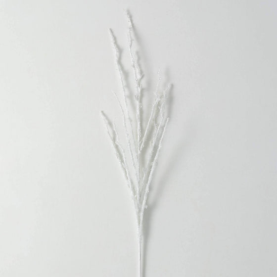 White Frosted Branch Spray