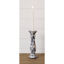 Blue Floral Taper/Pillar Candle Holder LG