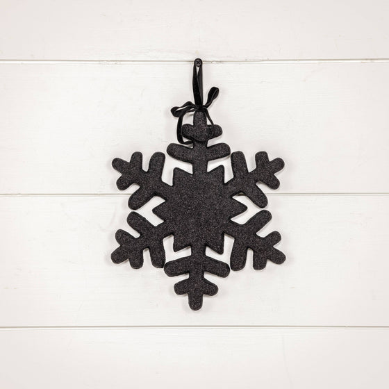 Black Flocked Snowflake Ornament