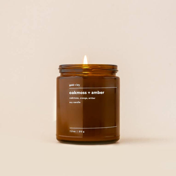 Oakmoss + amber soy candle 7.5 oz.