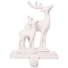  Antique White Deer & Fawn Stocking holder