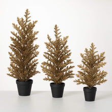  Potted Gold Glitter Pine Tree