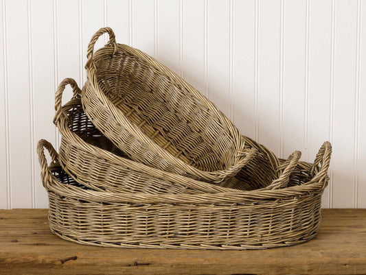 Nesting Oval Wicker Baskets