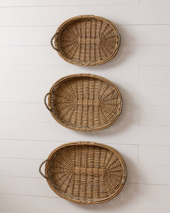 Oval Willow Baskets with Beaded Handles