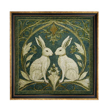  Two Rabbits Art Nouveau Vintage Style Print Behind Glass
